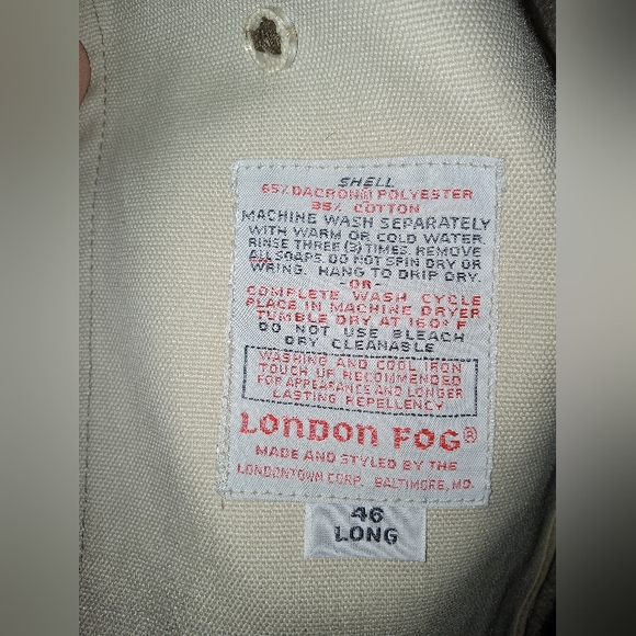 VINTAGE! LONDON FOG, MAINCOATS WEATHER OF DISTINCTION. Size 46L. EUC! - Picture 6 of 8